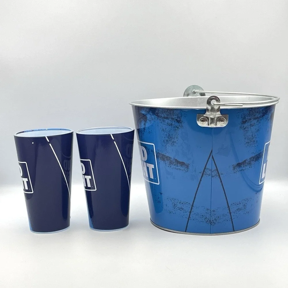 BUD LIGHT‎ Metal Bucket, 2 Bud Light Glasses and 2 Bud Light Coasters